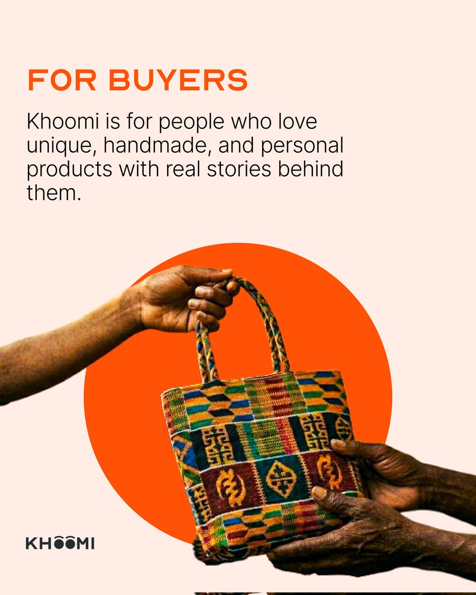 khoomi's tweet photo. Who is @khoomi for? It’s simple. 

​BUYERS: People who love unique, authentic, handmade products with real stories and unmatched premium quality.

​SELLERS: Master artisans and independent African brands ready to showcase their raw talent on a global stage.

​Two sides. One premium digital home. 

​Swipe the slides to see where you fit, then lock in your spot for our private beta: https://t.co/B0ynklaj1n
