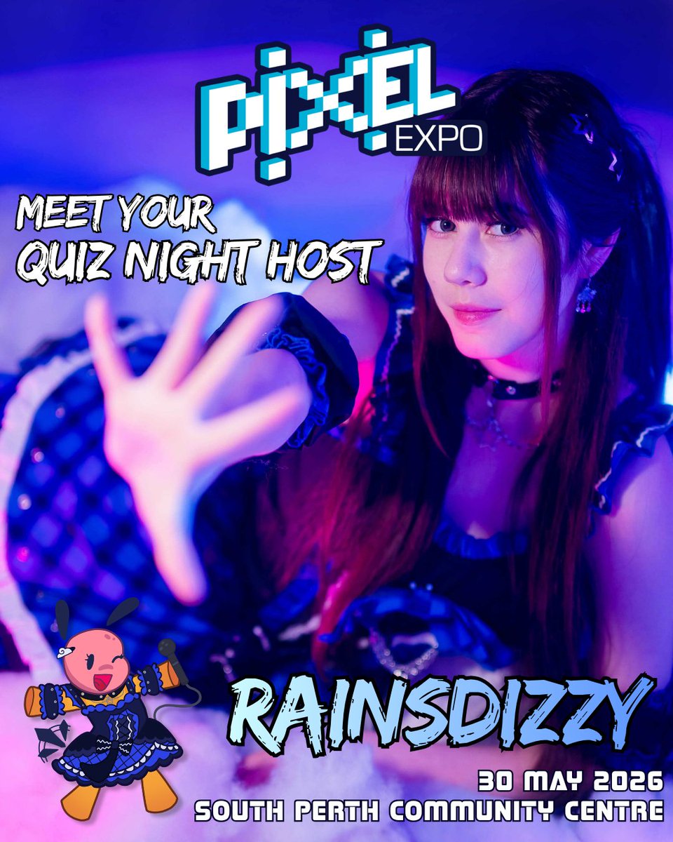 MyPixelExpo's tweet photo. Meet your Host 🌧️

Welcoming back our very own weather girl @rainsdizzy as the Host for the 2nd Quiz Night of 2026!

Are you ready for some fun filled energy, exciting quizzes and a night of teamwork? Rain is here to guide you through the night!

https://t.co/Zsy4DXxSQd https://t.co/OgAMzWKtGZ