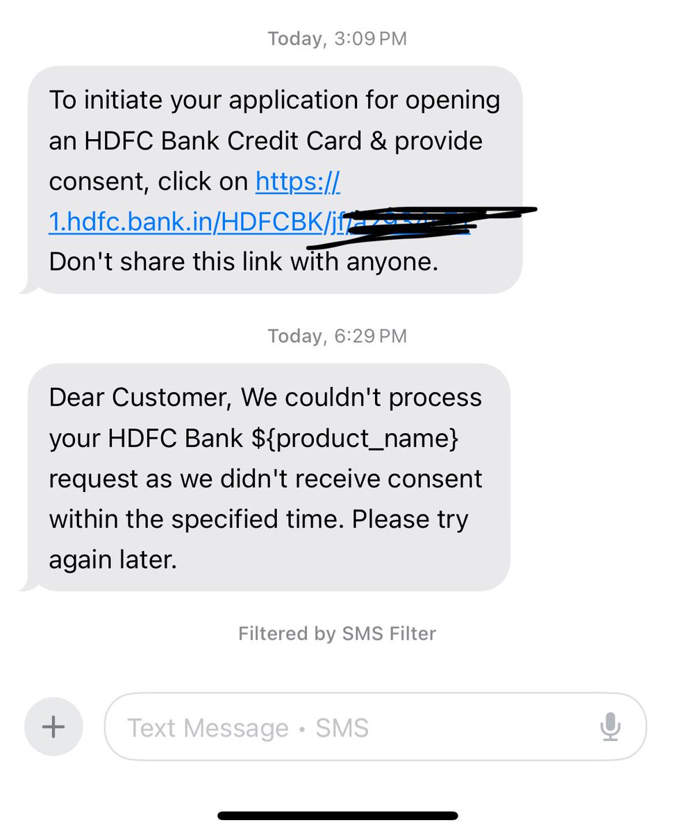 rushabhvikmani's tweet photo. Dear @HDFC_Bank @RBI @HDFCBank_Cares when will you stop these misselling practices? I never requested any product yet am asked to provide consent. You aim to onboard customers using clickbait/phishing?
P.s. this msg came from number where i get transaction updates https://t.co/nDGIHyLJ5J