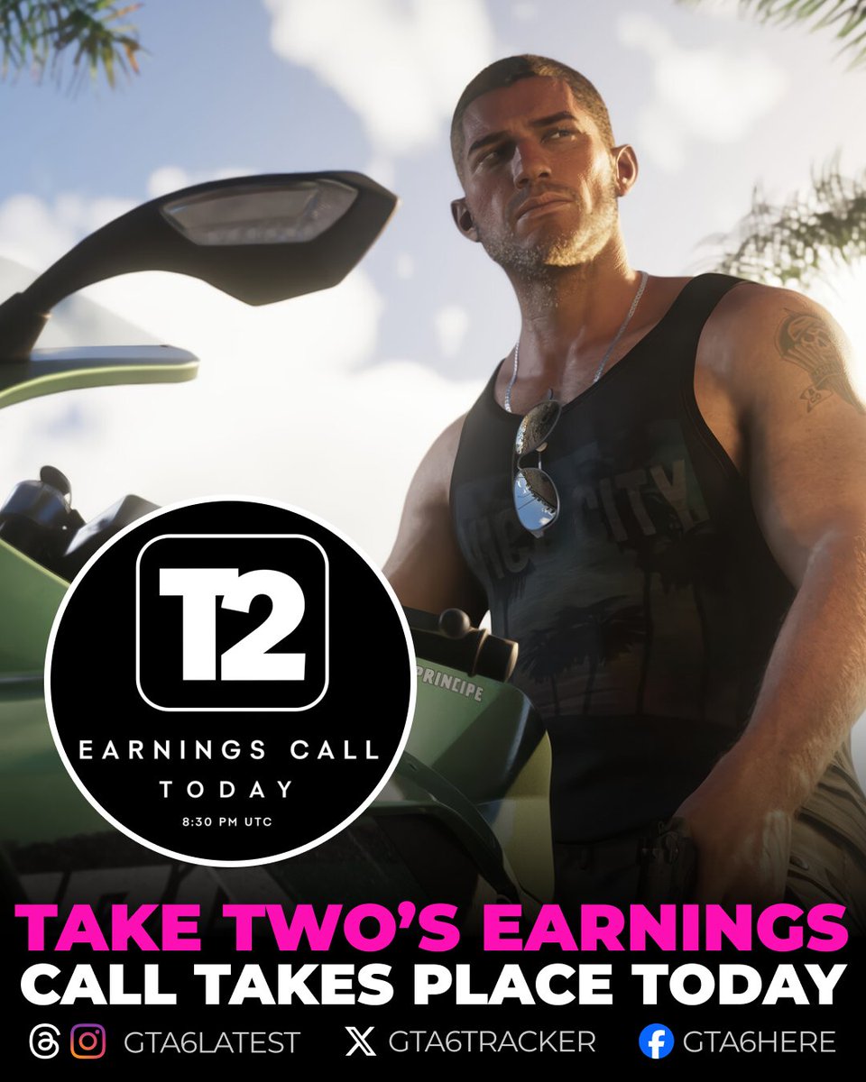GTA6Tracker's tweet photo. Take-Two's earnings call happens today. GTA 6's November 19 release date is expected to be confirmed as on track. https://t.co/gM9wendz5I
