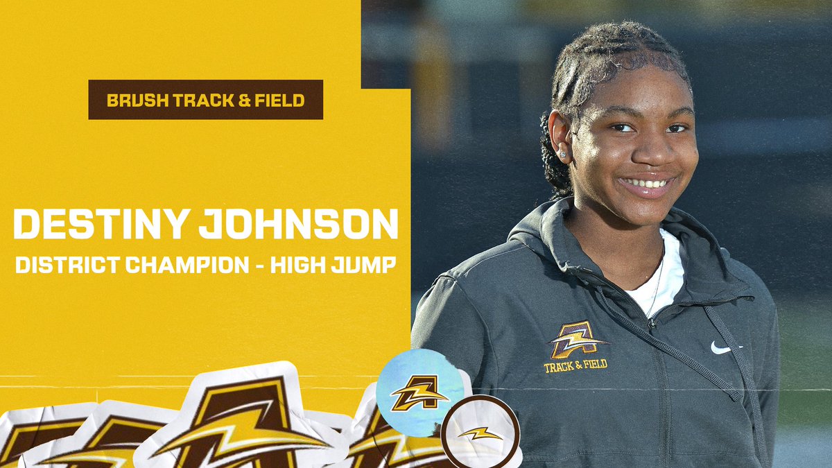BrushAthletics's tweet photo. Clearing 5' 2" in the high jump last night, Destiny Johnson brought home her first district championship.  Congratulations Destiny!  #honorthearc https://t.co/BYZOXIdIO9