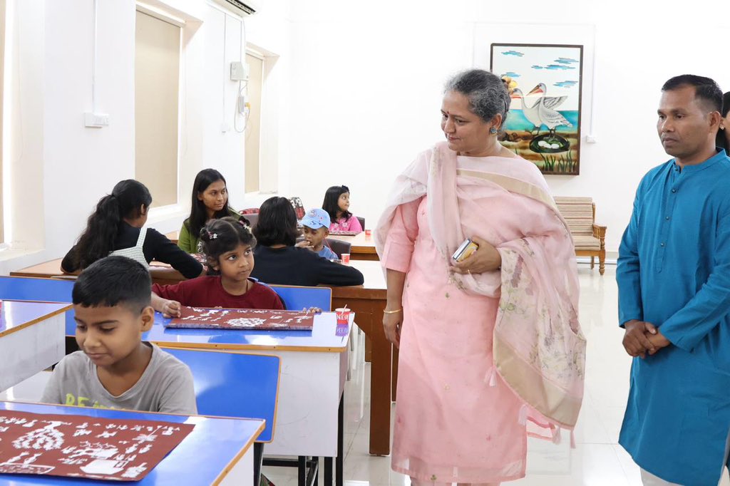 IN_Valsura's tweet photo. Celebrating creativity, culture and community spirit! 🎨✨  

The Warli Painting Workshop conducted in collaboration with SPIC MACAY at #INSValsura from 19–21 May 2026 concluded today with vibrant participation from children and ladies of the Valsura family. The workshop beautifully showcased India’s rich artistic heritage while fostering creativity and togetherness through traditional Warli art.  

#INSValsura #IndianNavy #WarliArt #CulturalHeritage #SPICMACAY #ArtWorkshop #CreativeIndia