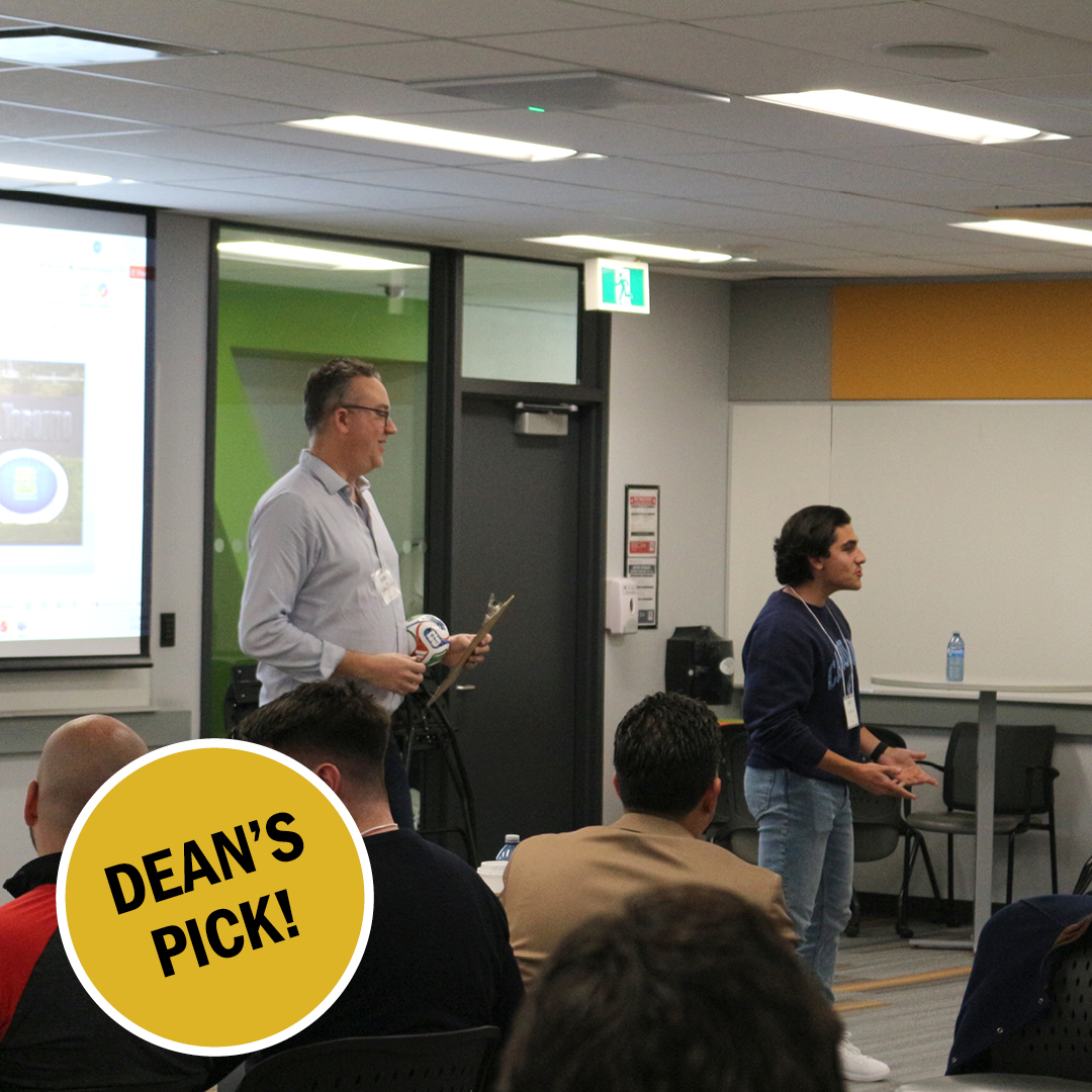 HumberBusiness's tweet photo. Sport Management students presented FIFA 2026 legacy proposals focused on accessibility, sustainability and sport development during the program’s Capstone Case Competition. See how they applied industry research and strategic planning in the Dean’s News https://t.co/IXmUkKdmwn. https://t.co/FV93e6sdtL