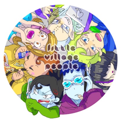 ralamaneu's tweet photo. リトルビレッジピープルでめちゃめちゃ絵描いたけど一番気に入っている絵どれかな〜と思ったけどこれかな。各自明かされてない携帯は捏造 https://t.co/yKLaGxqp8s