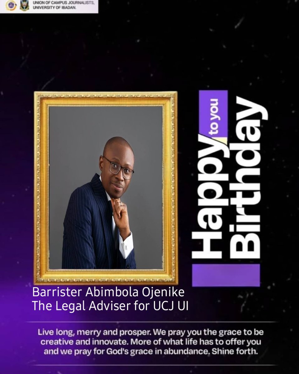 ucj_ui's tweet photo. The Union of Campus journalists celebrates Mr. Barrister Abimbola Ojenike, the legal adviser of UCJ UI, our esteemed alumni, for his constant support towards the union!!🥳🥳
May you continue to experience good things in your life!✨E-signed: 38th UCJUI EXECUTIVES #birthday #ucjui https://t.co/qZwPpSYTu4