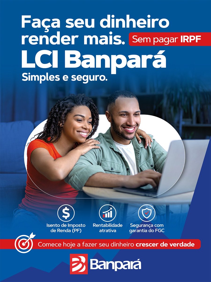 BanparaSa's tweet photo. A Letra de Crédito Imobiliário Banpará é o melhor investimento para quem busca solidez e mais rentabilidade. Invista a partir de R$ 1 mil e acompanhe a evolução do seu patrimônio. Procure a agência mais próxima e invista na LCI Banpará. https://t.co/DXHtLsqmtN
