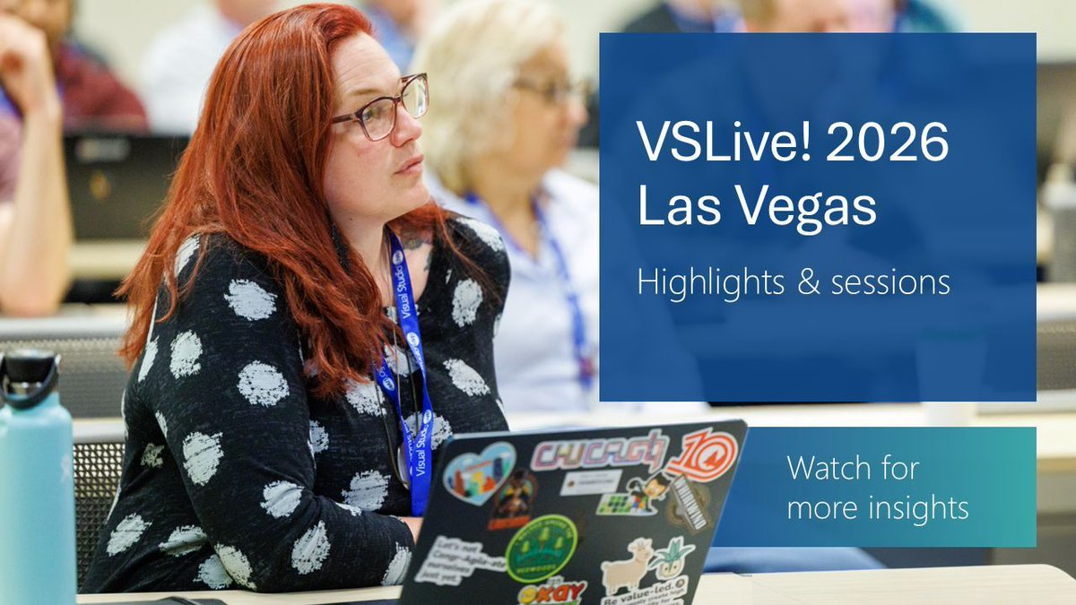 VSSubscriptions's tweet photo. Missed Live! 360 Las Vegas?
You’re still in.
Select sessions are now available, covering AI, Blazor, CI/CD, and Visual Studio tips.
Watch the playlist: https://t.co/q9NEtL3ty1
Share what stood out to you. https://t.co/3Xug3KeScw