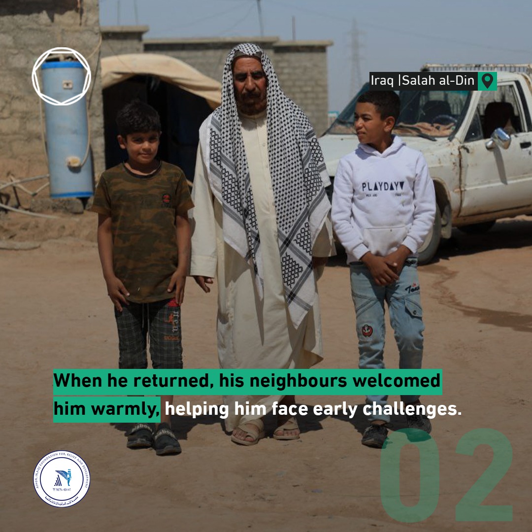 coalition's tweet photo. "We must support each other." @ARDIRAQ provides valuable support to help returnees from al-Hol camp like Joair transition back to their home communities.