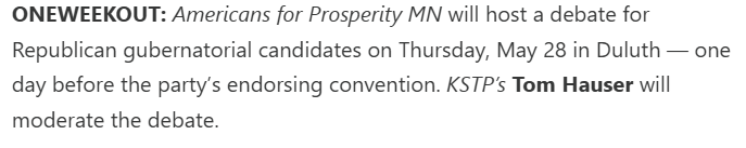TomWeilerMN's tweet photo. Great opportunity for a U.S. Senate Candidate Debate to add on to this event.   THUR - MAY 28TH - DULUTH

The more informed delegates are the better our Convention, the better our democracy 🇺🇸  
How about @Michele_Tafoya , join us in at least 1 debate?
Who is a YES for transparency, a YES for informed citizens, a YES to hearing directly from candidates?  @thauserkstp @ProsperityMN  @Highway_30 @MarkYorkMN @alycia4usa @AdamSchwarze @tomweiler2026 @bloisolson @DeRushaJ @esmemurphy @MinnPost @ChadHartmanShow @JonJustice @radelat @StarTribune @duluthnews