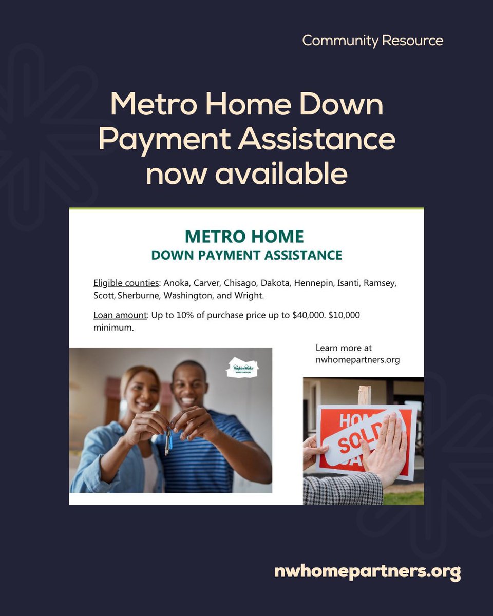 ModelCitiesInc's tweet photo. Metro Home Down Payment Assistance is now available through @NWHomePartners!

With up to $40,000 in down payment or closing cost assistance, Metro Home allows prospective homebuyers in the 11-county metro area to buy single family homes, townhomes, condos, or 2-4 unit properties. https://t.co/cS2vDnR9KS