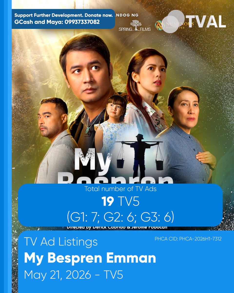 PHCATVCListings's tweet photo. DONATE TO US VIA GCASH/MAYA: 0993 733 7082

#DRPSPHCATVAL: Total TV Ads for May 21, 2026 - 20:45 Timeslot

#NSDNetizensUnite: 18 (GMA)
#TheAlibiConnection: 79 (KapCha); 68 (A2Z); 70 (ALLTV2)
#MBENabisto: 19 (TV5)

PHCA-2026H1-7310
PHCA-2026H1-7311
PHCA-2026H1-7312 https://t.co/NcsItIEp2D