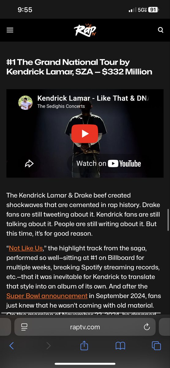 mescudison's tweet photo. @playmesomepimpn @vvavebirth @ANerdNamedJerry damn did kendrick go on the biggest rap tour of all time last year? shit maybe that actually never happened https://t.co/QoSXk3pjjP