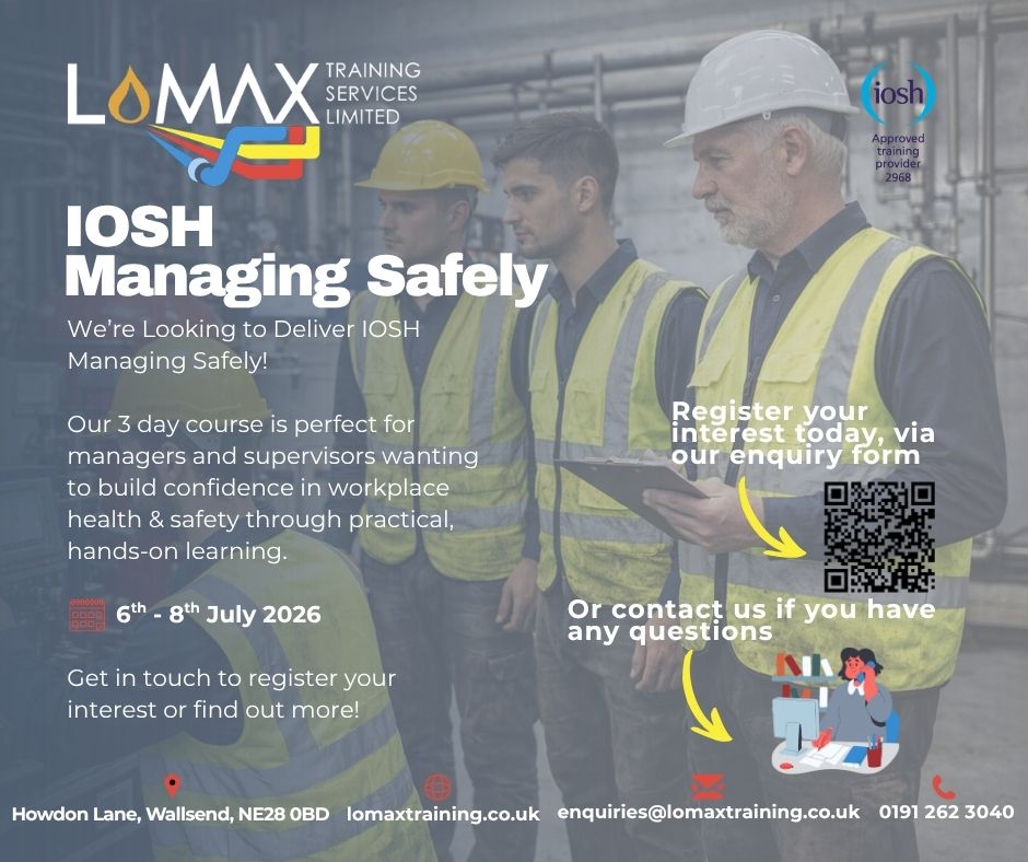 lomaxtraining's tweet photo. Take the next step in your health &amp; safety journey with our IOSH Managing Safely course, one of the most recognised safety qualifications for managers and supervisors worldwide. 
Ready to book your spot? Scan the QR code, visit our website, or get in touch with our  team today! https://t.co/eDaVu5G79I