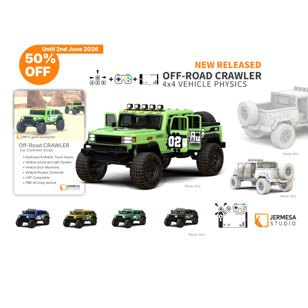 Jermesastudio's tweet photo. Save 50% on our New Released Asset on Unity Asset Store for a limited time until 2nd June 2026 https://t.co/5VY88yMHbd 
#gameasset #unity #gamedeveloper https://t.co/0MrjBJZjhF