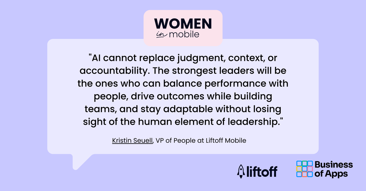 liftoffmobile's tweet photo. Kristin Seuell, VP of People at Liftoff, on what leadership looks like in the age of AI and why the human element matters more, not less.
Full interview with Business of Apps 👇
https://t.co/IVIYjwvNA7 https://t.co/NfvkTWE3DQ
