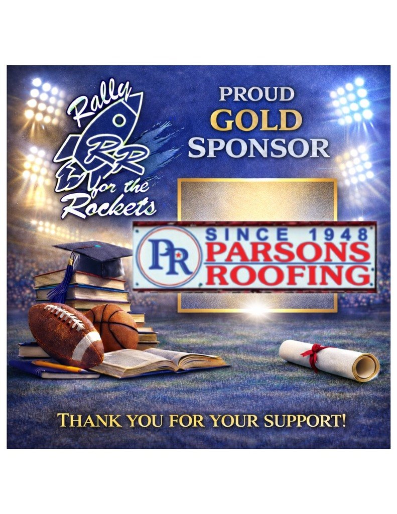 robinson_ef's tweet photo. Thank you, Parsons Roofing, for your Rally for the Rockets Gold Sponsorship! Your kindness and commitment to education make a meaningful difference in the lives of students, teachers, and schools throughout our community! https://t.co/qNReXqcLQZ