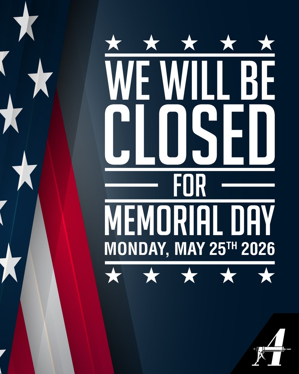 AlbionEngCo's tweet photo. Albion will be closed Monday, May 25th in observance of Memorial Day. https://t.co/NZ7hs5xpiK