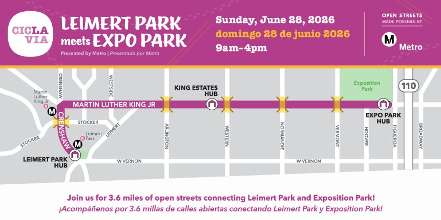 LADOTofficial's tweet photo. Mark your calendars! 🚲@ CicLAvia Leimert Park meets Expo Park arrives June 28. Explore 3.6 miles of open streets and community fun from 9 a.m. to 4 p.m. Learn more at https://t.co/DvuyshQGZe https://t.co/6iP93W5H84