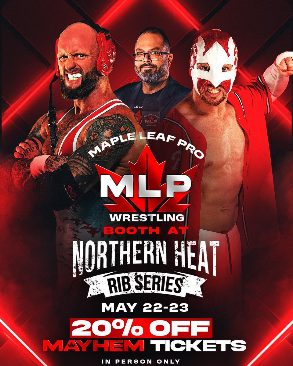 MapleLeafPW's tweet photo. Windsor fans! MLP will be at the Northern Heat Rib Series Friday & Saturday May 22nd & 23rd, selling discounted tickets for Mayhem, doing giveaways and more! It all goes down at Festival Plaza in Windsor, on the Riverfront!

Plus, Saturday May 23rd at noon, come see MLP personalities including Josh Alexander, El Reverso, and Jeff Kavanaugh as they judge the rib making contest!

https://t.co/NVvV2lOief