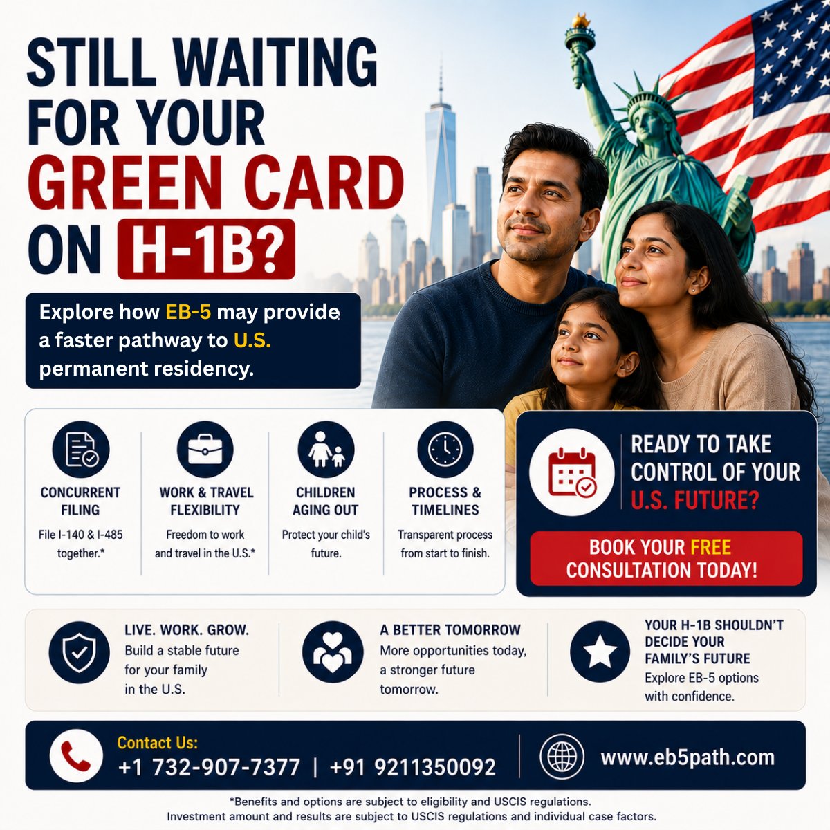 EB5Path's tweet photo. 𝐈𝐟 𝐲𝐨𝐮 𝐚𝐫𝐞 𝐜𝐮𝐫𝐫𝐞𝐧𝐭𝐥𝐲 𝐨𝐧 𝐇-𝟏𝐁 𝐚𝐧𝐝 𝐥𝐨𝐨𝐤𝐢𝐧𝐠 𝐟𝐨𝐫 𝐥𝐨𝐧𝐠-𝐭𝐞𝐫𝐦 𝐬𝐭𝐚𝐛𝐢𝐥𝐢𝐭𝐲 𝐢𝐧 𝐭𝐡𝐞 𝐔.𝐒., 𝐞𝐱𝐩𝐥𝐨𝐫𝐞 𝐡𝐨𝐰 𝐄𝐁-𝟓 𝐢𝐧𝐯𝐞𝐬𝐭𝐦𝐞𝐧𝐭 𝐨𝐩𝐩𝐨𝐫𝐭𝐮𝐧𝐢𝐭𝐢𝐞𝐬 𝐦𝐚𝐲 𝐡𝐞𝐥𝐩.
🌐 https://t.co/VW1lRG790L
 #EB5Visa #LiveInUSA https://t.co/fnb4u3iWnP