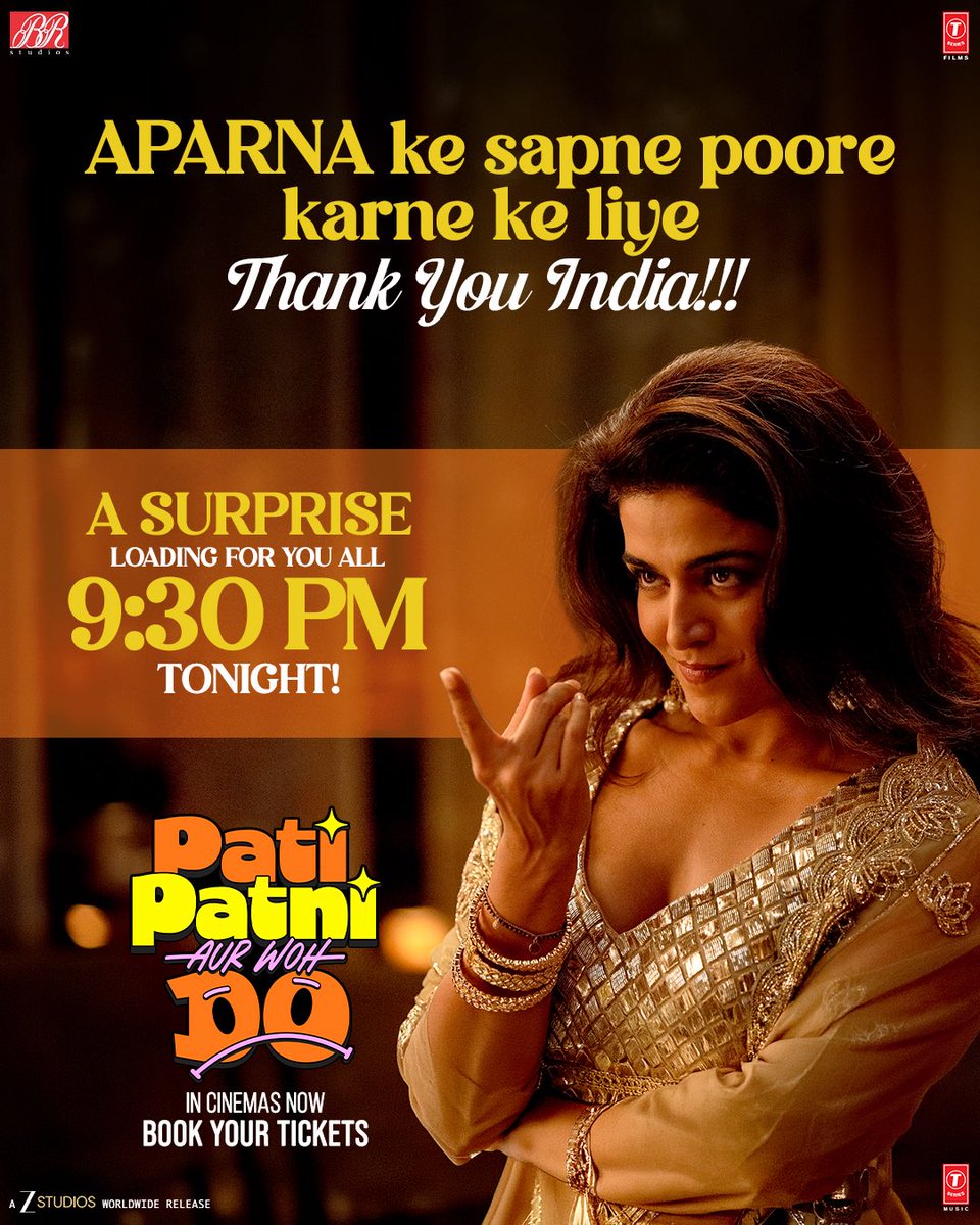 BRStudiosLLP's tweet photo. Poore desh ka mila hai humein bharpoor pyaar, aur thanks bolne ke liye ek surprise humare taraf se aapke liye! ❤️

Book Your Tickets Now - https://t.co/SYKpQTxDDt
#PatiPatniAurWohDo in cinemas worldwide NOW!

@ayushmannk @SaraAliKhan @WamiqaG @Rakulpreet #MudassarAziz #BhushanKumar #JunoChopra #KrishanKumar #RenuRaviChopra #VijayRaaz @dirtigmanshu @RazaMishra @v_vishal13 #ShireeshKumarSharma #DeepikaAmin #GuneetSingh #DurgeshKumar @ShivChanana @NeerajKalyan_24 @TSeries @BRStudiosLLP @ZeeStudios_