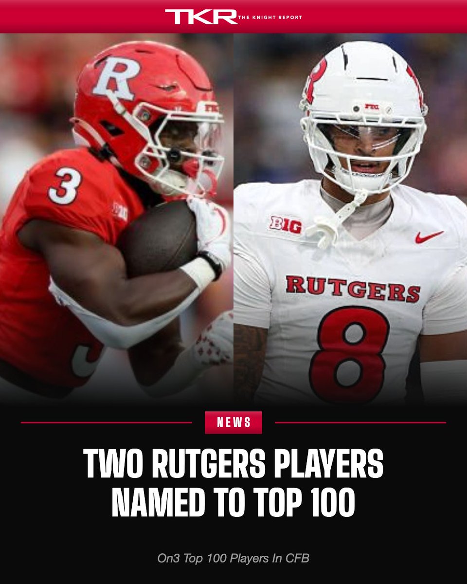 RutgersOn3's tweet photo. 100 days to kickoff - @On3 ranks the Top 100 players in College Football and it features two from Rutgers ⚔️⚔️

38. WR KJ Duff (@kj_duff)
92. RB Antwan Raymond (@antwanraymond8)

FULL LIST: https://t.co/oVE0bRulR1 https://t.co/9aWPx9jpvs