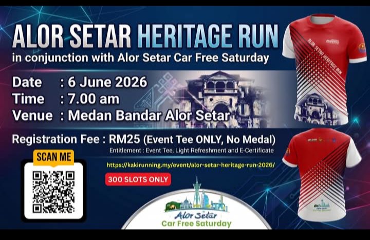 khatulpica's tweet photo. TRAVEL TO KEDAH STATE PROGRAM JUN JULAI OGOS BERMULA ⭐ 5 JUN  DATARAN PANTAI MURNI YAN KEDAH - CITRA MALAYSIA COLOURS OF MALAYSIA. SABTU  ⭐ 6 JUN ALOR SETAR CAR FREE DAY HERITAGE RUN ⭐ 30 JULAI - 2 OGOS TEMASYA ORANG KEDAH  ALOR SETAR CITY #visitmalaysia2026 #cuticutimalaysia https://t.co/zjhiliDreB