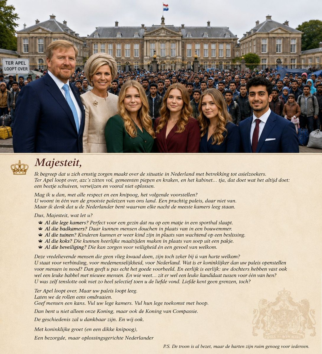 PJCAarnoudse's tweet photo. Briefje aan de koning. https://t.co/tHKapg1A0a