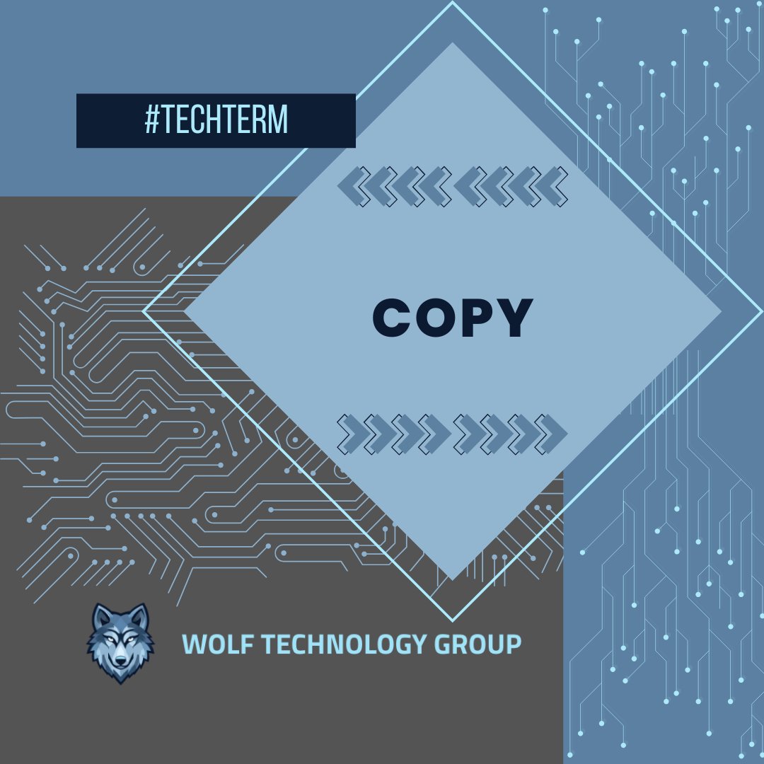 WolfTech's tweet photo. #TechTerm To copy text or data is to create a duplicate in the system clipboard. Once you've copied something, you can paste it into another part of the same document, another document in the same program, or another program entirely. https://t.co/845PRvGkX6