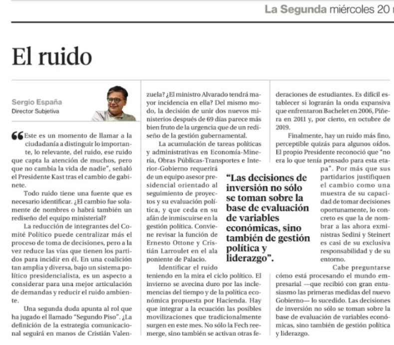 SubjetivaCL's tweet photo. Sergio España @Sergioespana director de Subjetiva Ltda. Columna La Segunda @La_Segunda 20/05/2026 https://t.co/Wcv257svb2