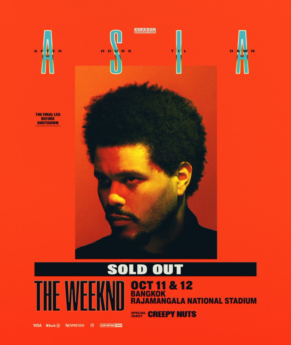 WeekndUpdatesxo's tweet photo. After Hours Til Dawn - ASIA 2026. 
SOLD OUT: 
- Seoul 
- Hong Kong
- Bangkok https://t.co/atUKmzdF6S
