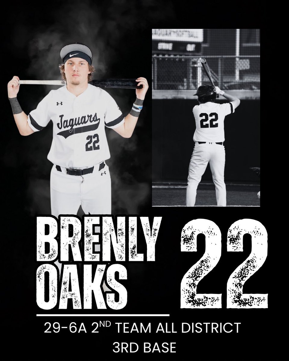 _JaguarBaseball's tweet photo. Congratulations Brenly Oaks! 29-6A 2nd Team All District Third Base! https://t.co/xAhx3uFB4v