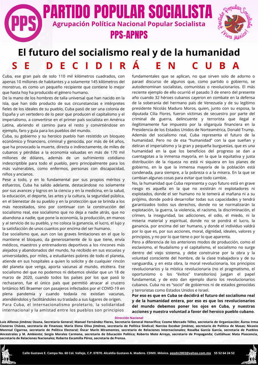 Mov. Mexicano de Solidaridad con Cuba 🇲🇽🇨🇺 tweet media