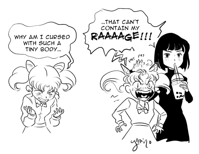 ChibiMoonSenshi's tweet photo. Remembering the dark ages. Back when she was just 4ft tall. Years that still haunt her. https://t.co/HuKQxeRgCx
