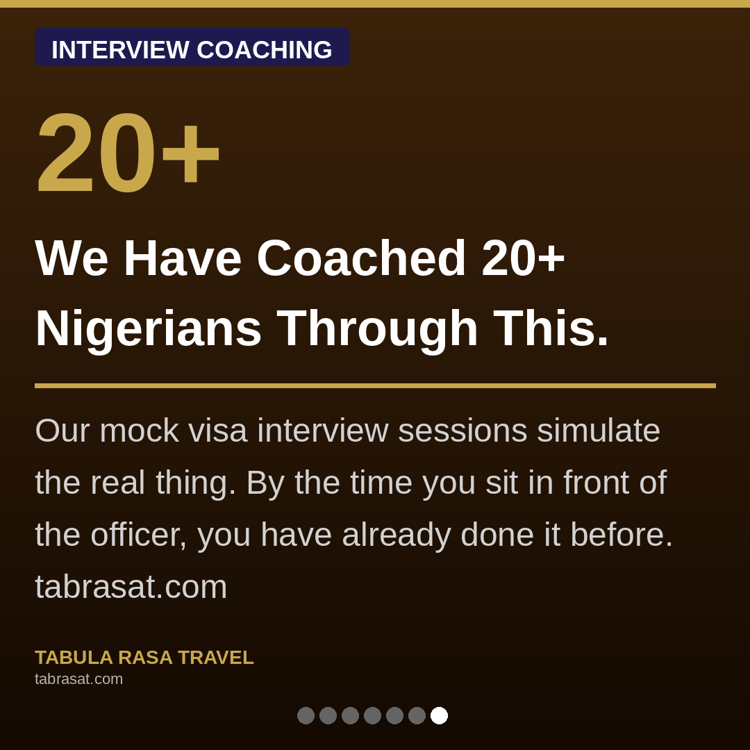 tabularasacons's tweet photo. We've coached 20+ Nigerians through this process.
Our mock interview sessions simulate the real thing — so by the time you sit in front of the officer, you've already done it before.
→ https://t.co/KrXkJfy4pF https://t.co/LjxsEcZacV