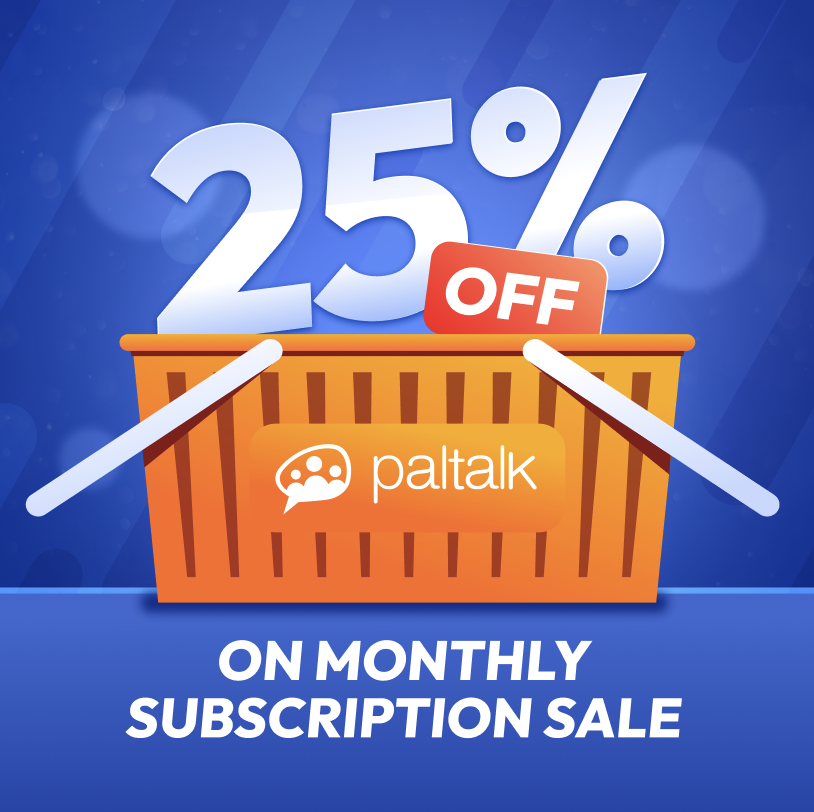 paltalk's tweet photo. Don’t miss your chance to save 25% on all monthly subscriptions—sale ends soon! 🏷️ 🏦 👛 #Sale #SubscriptionSale #Paltalk #PaltalkVideoChat #Download #PaltalkSale https://t.co/1E3Ds9VLqL
