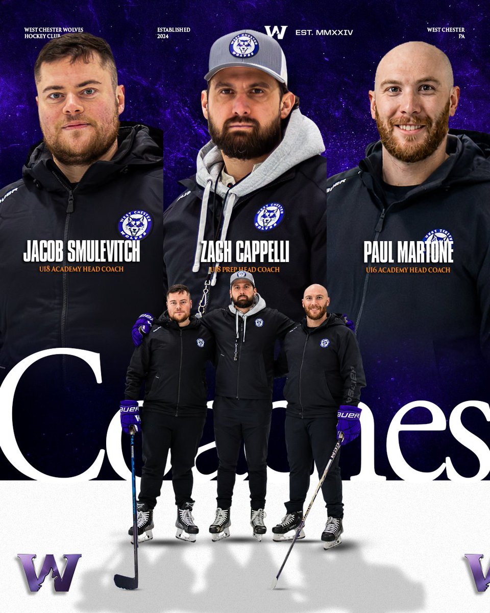 WC_Wolves's tweet photo. The staff is set. 🐺 The West Chester Wolves Academy is proud to announce our coaching staff for the 2026-27 season:

🐺 U18 Prep Head Coach — Zach Cappelli
🐺 U18 Academy Head Coach — Jacob Smulevitch
🐺 U16 Academy Head Coach — Paul Martone

📰 https://t.co/zwUblYJHJ0 https://t.co/oY8bcjd5IB