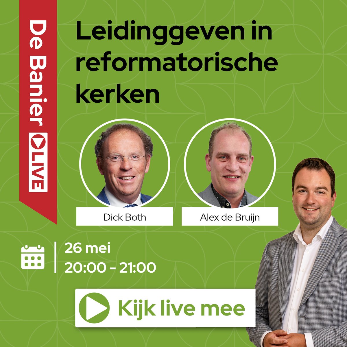 dickboth's tweet photo. Dinsdag a.s. 20 uur De Banier LIVE over leidinggeven in reformatorische kerken n.a.v. het praktijkboek 'Goed voorbeeld doet goed volgen', geschreven samen met  @AlexBruijn. Kijk en 'praat' mee! Meer informatie: https://t.co/ae08PDWa2K https://t.co/GrBdfC4zqt