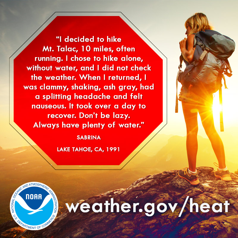 HeatGov's tweet photo. Traveling this summer? Make sure you know heat risk where you're traveling and how to stay safe during travel activities, such as hiking and going to the beach. Stay hydrated, and check on your travel partners.

More #HeatSafety tips: https://t.co/sGghHXCoqQ https://t.co/h2Lx6CppiM