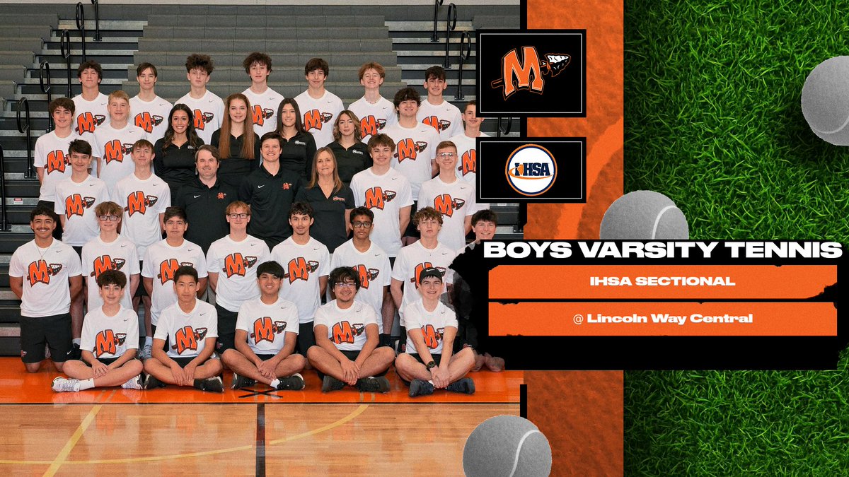 MCHS_AO's tweet photo. Good luck to our Varsity Boys Tennis team as they begin IHSA Sectional postseason play today at 12:00 PM, hosted by Lincoln-Way Central! 🎾 https://t.co/rM7BRUbl8A