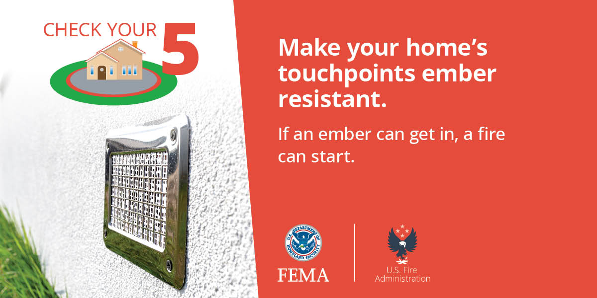 usfire's tweet photo. Check your 5: clear leaves and debris from gutters, roofs, and under decks. Trim tree branches at least 10 feet from your home. #WUIAwareness https://t.co/85eBa93DhF