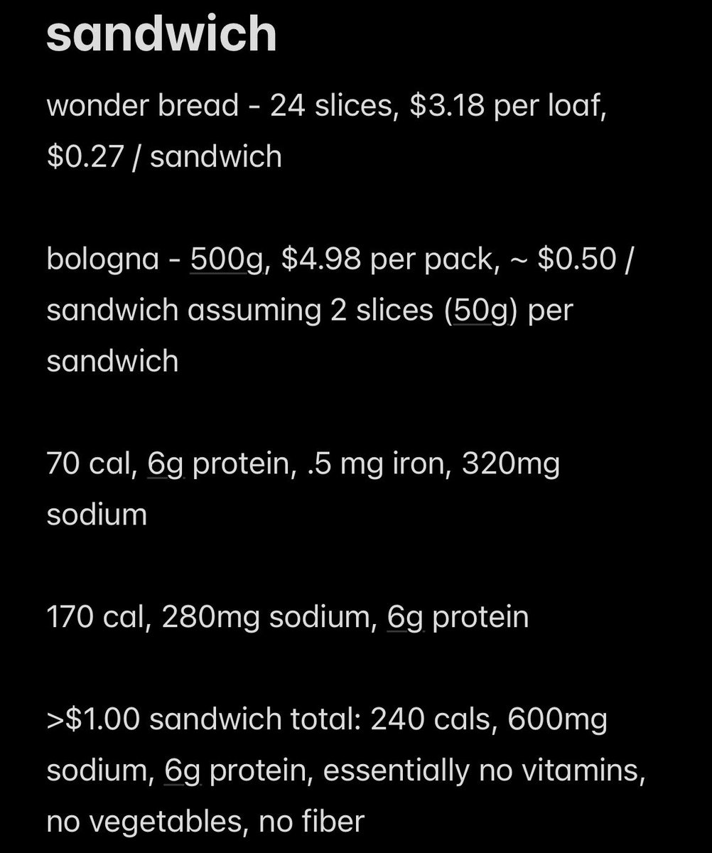 ttvarketerac1's tweet photo. @eomrules @FitzGSN_ went and did the math in CAD, it is a bit less than $1.00 for that exact sandwich. the bigger concern is how much damage eating that every day could cause considering processed meat is a class 1 carcinogen and you’d be getting zero nutrients, but you are correct, it’s >$1.00 https://t.co/pQySPlZ1QN