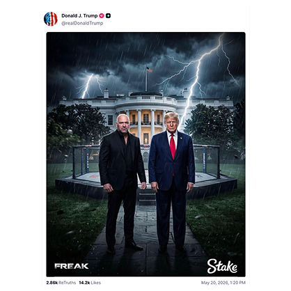 factpostnews's tweet photo. NEW: The CEO of controversial online casino Stake donated $1 million to Trump's super PAC last month.

Then Trump posted on Truth Social promoting Stake. https://t.co/cfchAsjFSL