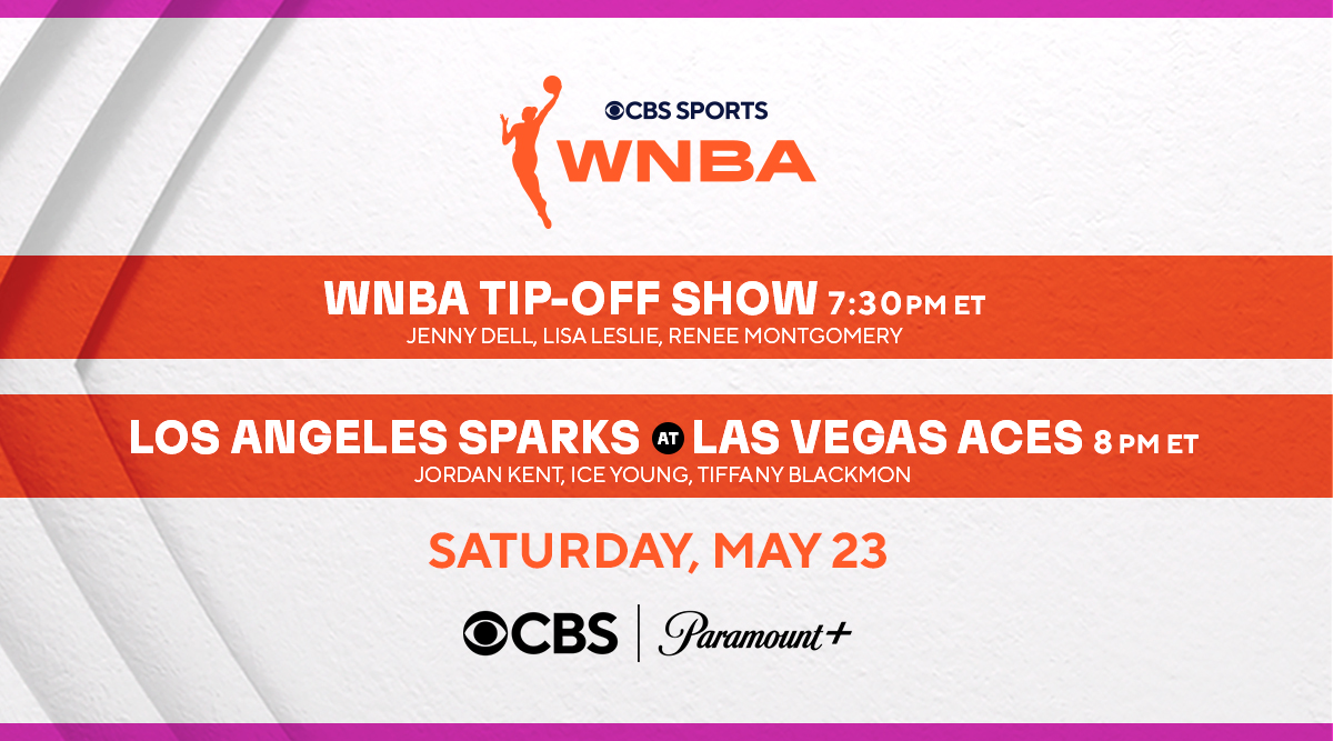 CBSSportsGang's tweet photo. WNBA on CBS Continues Saturday in Primetime as the @LASparks visit the @LVAces 

@jordanrkent @IceYoung23 and Tiffany Blackmon will have the call at 8:00 PM, ET https://t.co/OEVYq5LyZ9