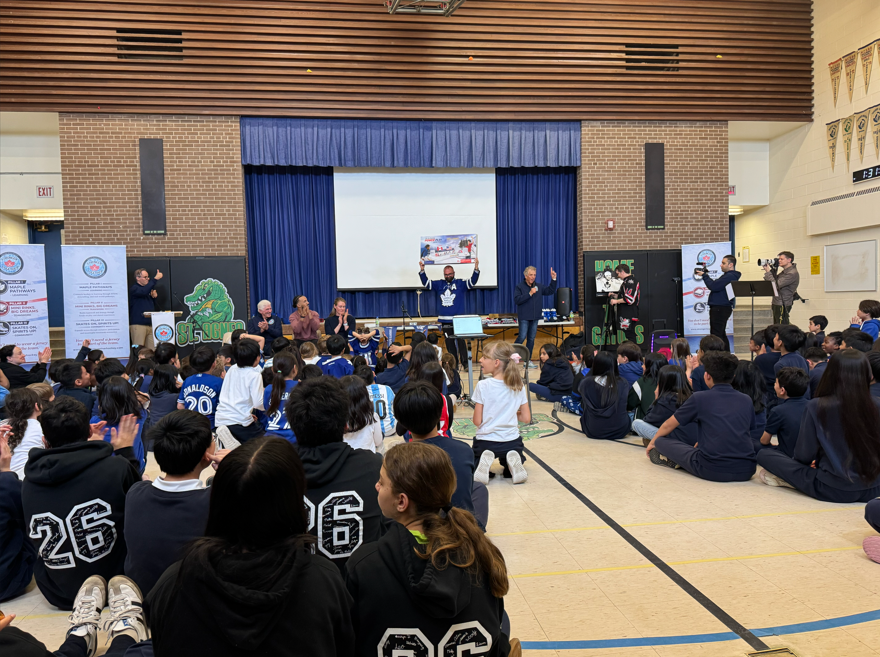 STH_HCC's tweet photo. STH had another great visit to St. Agnes Catholic School sharing hockey experiences and discussion about collaboration, leadership, and community through hockey. Thank you to the students for their great engagement! #StrongerTogetherHockey #MLSEFoundation @MLSEFoundation https://t.co/IW5UVpmn4T