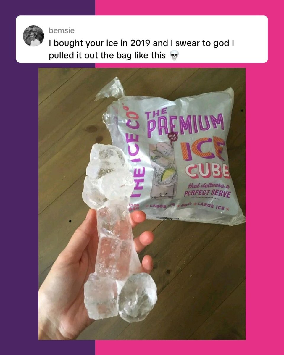 TheIceCo's tweet photo. 🚨Caption Competition time! Swipe for the photo🚨 When @bemsiee shared her unique frozen find from one of our bags of ice, we just had to share it with the world, best caption in the replies wins an ice bucket & case of Polar Cube, happy guessing!🤣🧊😳
#captioncompetition https://t.co/5iwTd7uOP2
