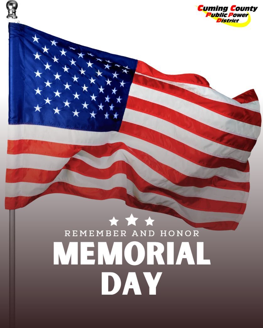CumingCountyPPD's tweet photo. Today and every day we honor our veterans and active military for their service. We hope all of you have a wonderful Memorial Day weekend. Please remember that our offices will be closed on Monday (5/25/26) and will resume regular office hours Tuesday (5/26/26). https://t.co/i8SBKufd1G
