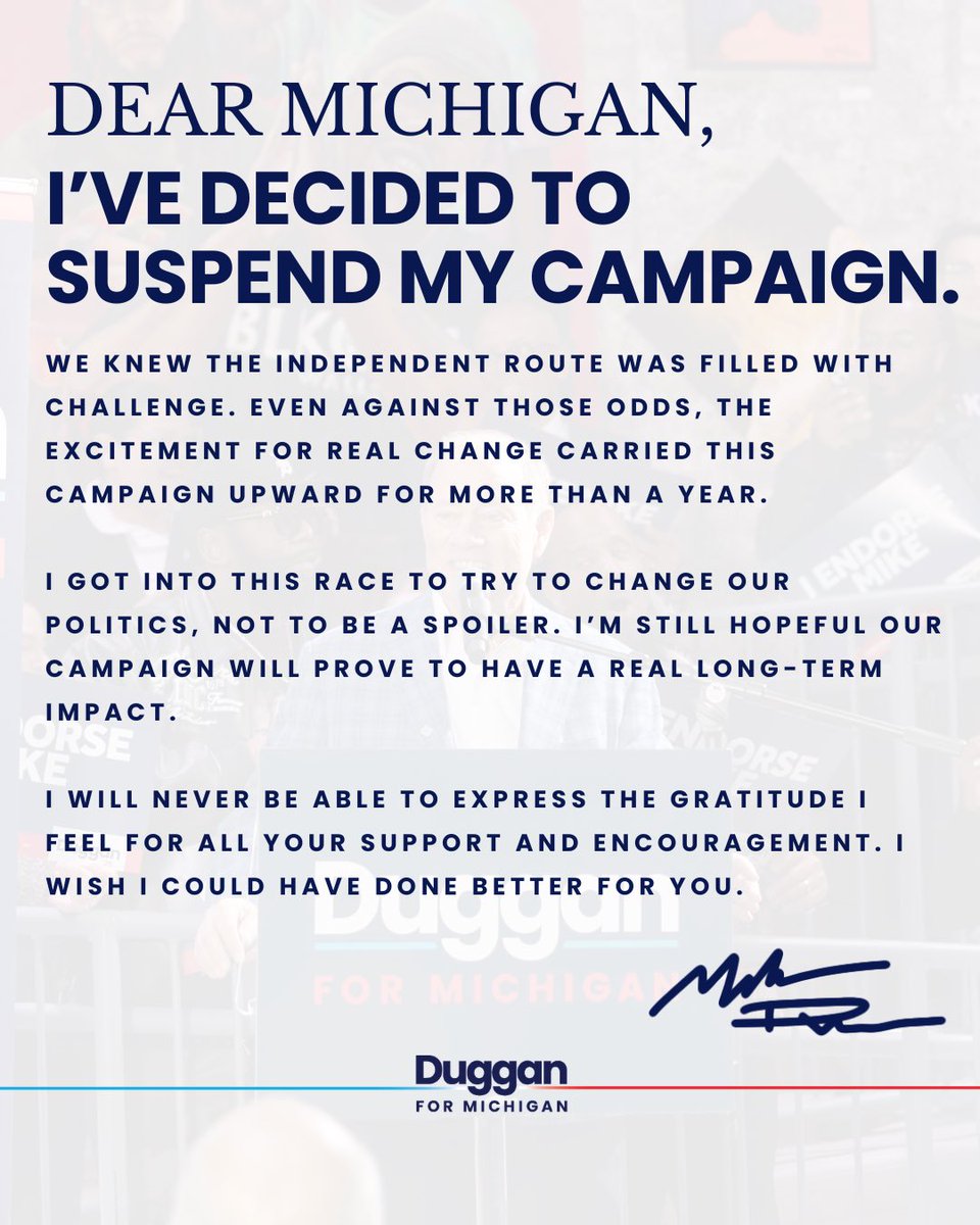 mikeeduggan's tweet photo. Thank you, Michigan. For everything. https://t.co/TSckoU87Me