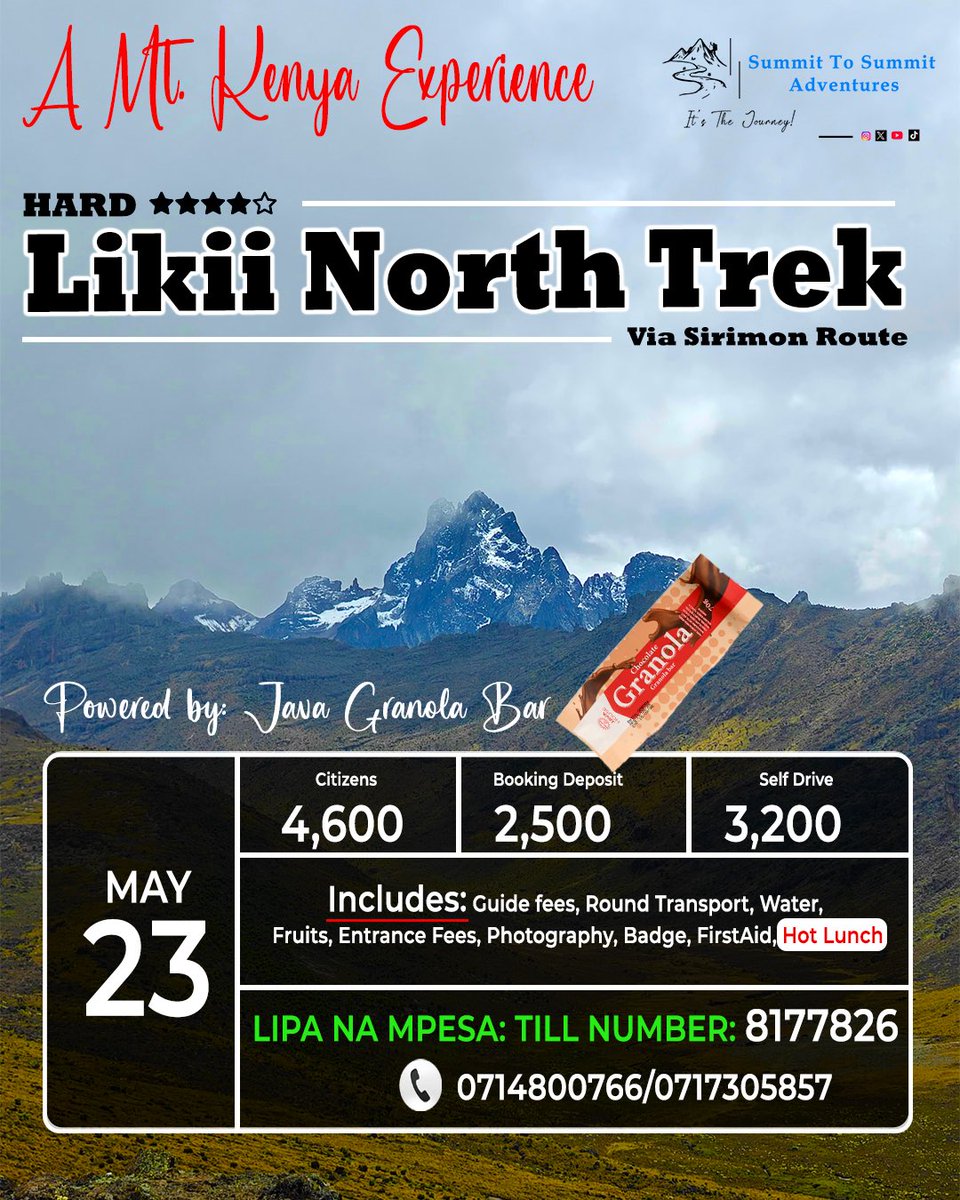 Mathuka_'s tweet photo. Big love to @javahouseafrica Granola Bars for powering our Likii North adventure this weekend 🌄⛰️🍫

Because somewhere between the altitude, tired legs, and “surely are we there yet?” moments 😭… a good trail snack becomes very personal 😂🤝

What’s your go-to hiking snack? 🌿 https://t.co/u9mCeakPOP