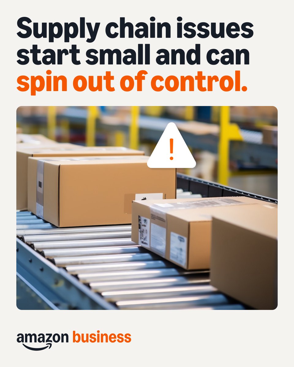 AmazonBusiness's tweet photo. Supply chain disruptions rarely happen all at once. Early signals give procurement teams the chance to respond before issues escalate.

With greater visibility and faster action, businesses stay agile and keep operations moving. Explore more: https://t.co/GBuRMnEAF9 https://t.co/VDiCYnO2QG